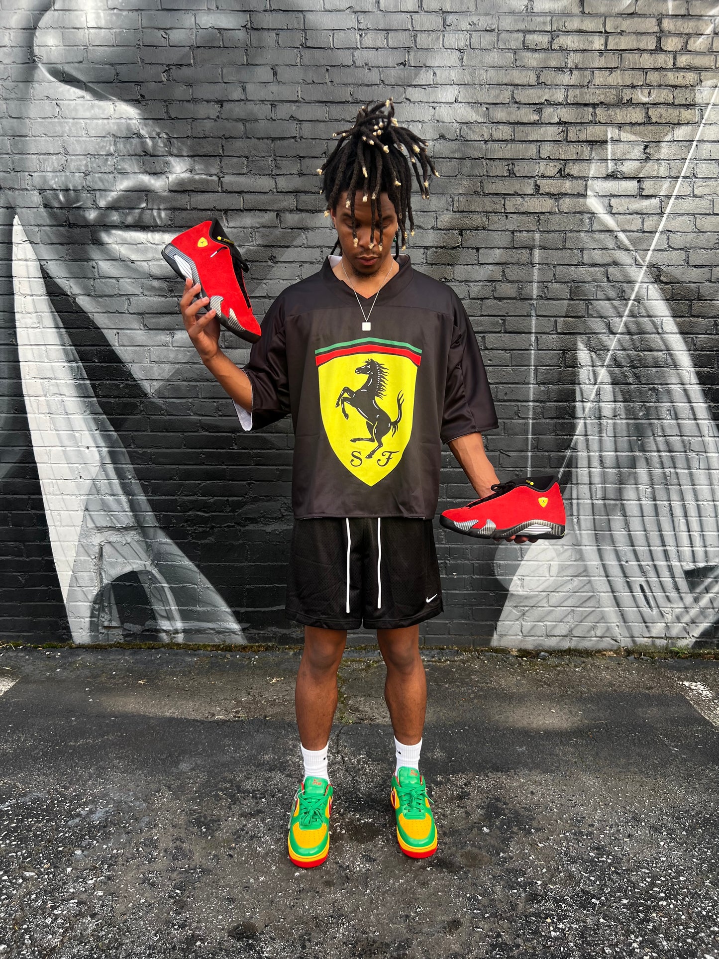 Reversible Ferrari Mesh Jersey Oversized Cropped